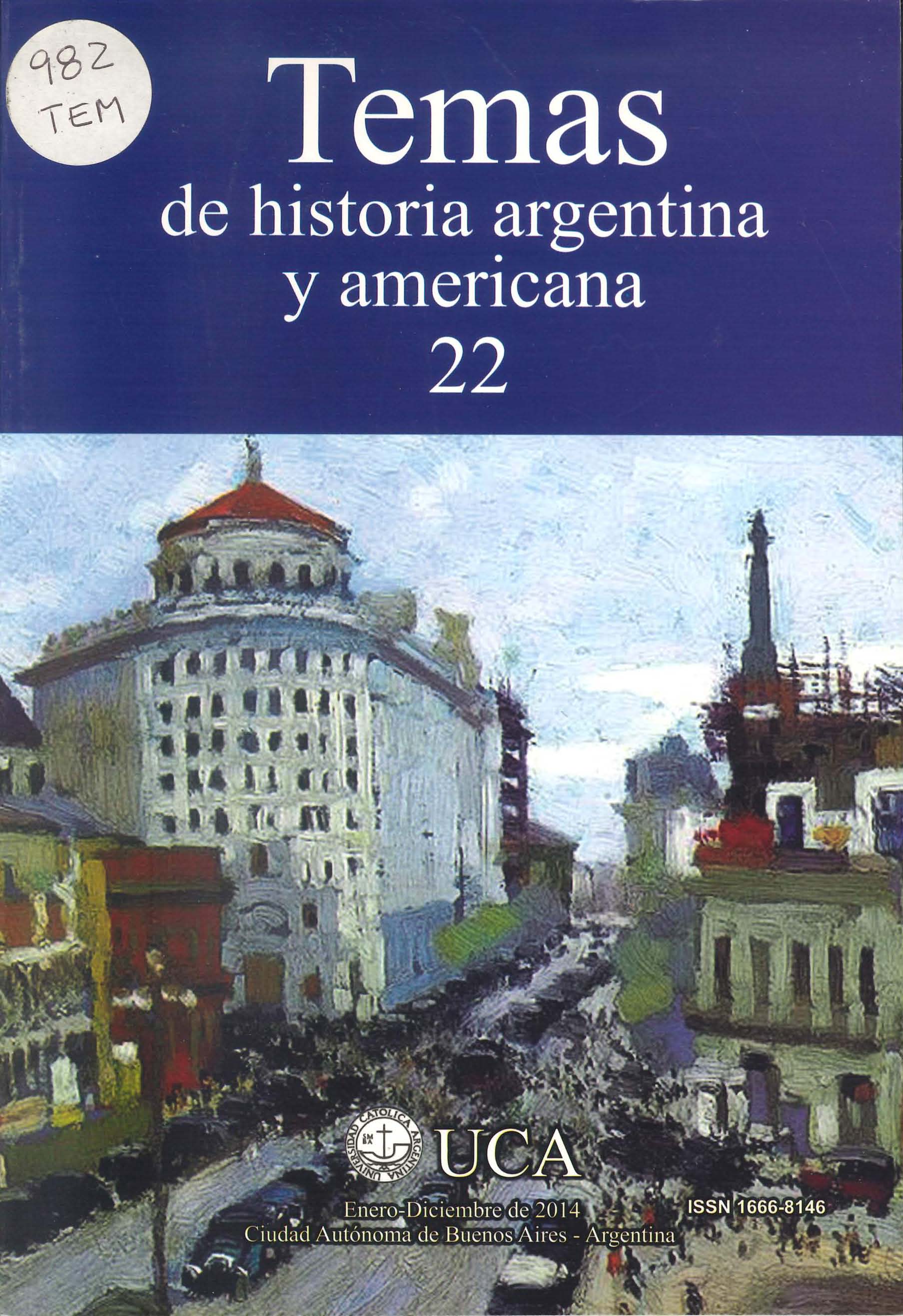 Tapa de la revista N°22. Ilustración de tapa: "El Banco de Boston o la Diagonal Norte", óleo sobre tela de Pío Collivadino, 1926, Museo Nacional de Bellas Artes, Buenos Aires.